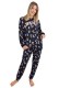 DKNY γυναικεία φλις πυτζάμα (homewear) σε μαύρο χρώμα με ροζ και μπλε λεπτομέρειες, άνετη γραμμή,95%polyester, 5%elastane YI90063-045