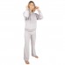 DKNY γυναικείο βελουτέ σετ με κουκούλα και φερμουάρ στο πάνω μερός σε γκρι ανοιχτό χρώμα ΥΙ2922695-069